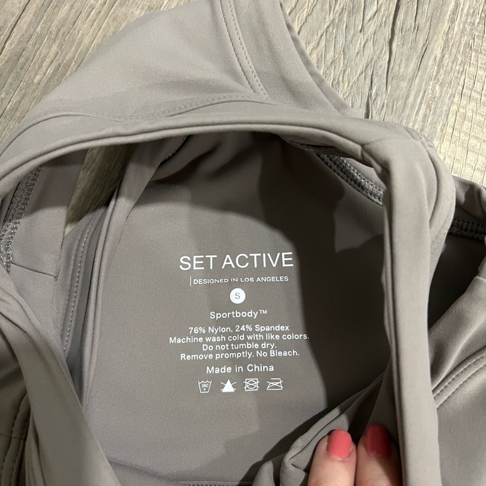 NWOT Set Active High Neck Bra Top - Stone - Picture 2 of 3